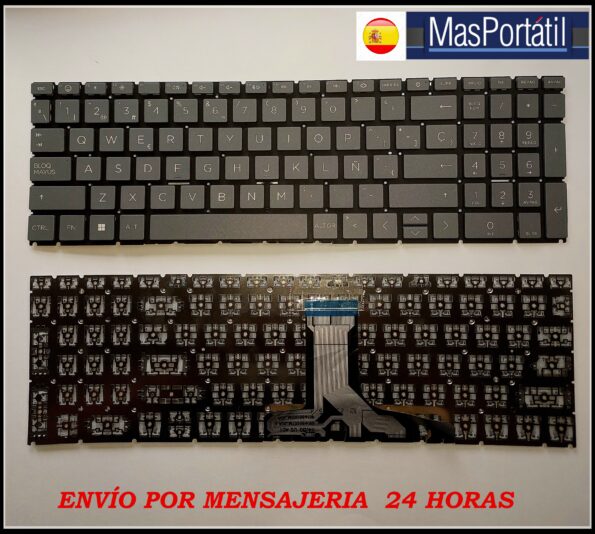 TECLADO ESPAÑOL NUEVO PORTATIL HP PAVILION 15-FC SERIES GRIS OSCURO